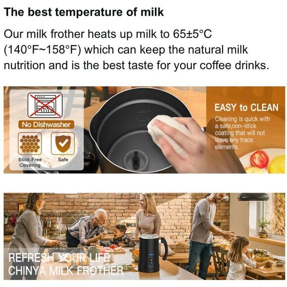 NEW BlackโChinya Milk Frother Automatic Frothe Hot & Cold Functions IcedโCoffee - Picture 15 of 16